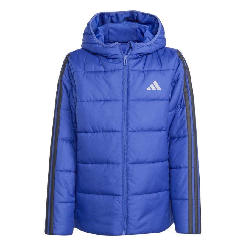 adidas Unisex Kids Essentials 3S Hooded Long Sleeve Puffer Jacket Blue/Black