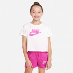 Nike Sportswear Big Kids' (Girls') Cropped T-Shirt White/Fuchsia