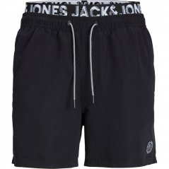 Jack and Jones Double Waistband Swim Shorts Black