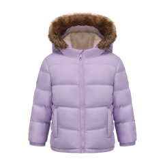 SoulCal Kids' 2 Zip Bubble Hooded Long Sleeve Short Puffer Jacket Purple