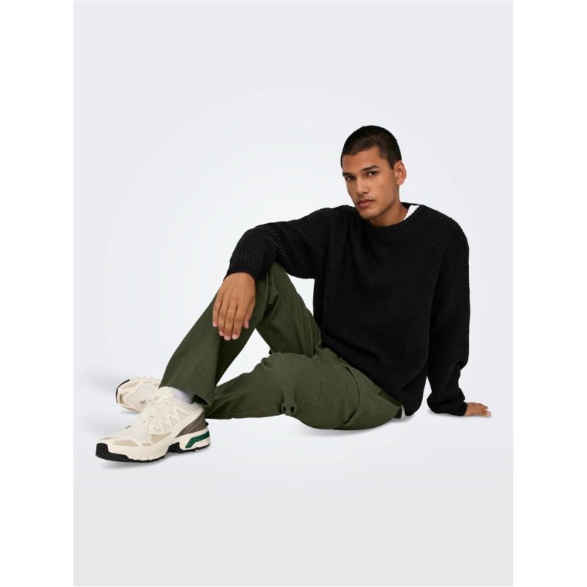 Only Men's Cargo Trousers Olive Night