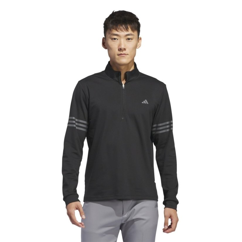 adidas 3 Stripe Zip Top Mens White/Black