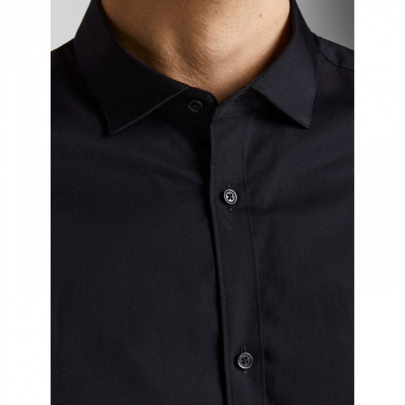 Jack and Jones Cardiff Plain Long Sleeve Button Up Shirt Black