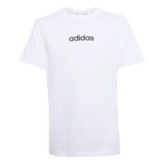 adidas Logo T Shirt Junior White/Black Lin