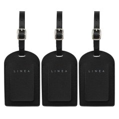 Linea PU Travel Tags 3pk Black