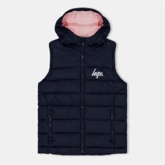 Hype Kids' Detachable Hood Gilet Navy/Pink