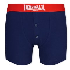 Lonsdale 2 Pack Boxer Shorts Junior Navy/Bright Red
