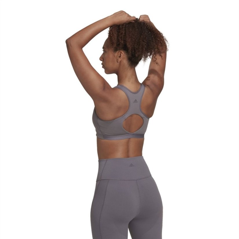 adidas CoreFlow Studio Medium-Support Yoga Wind Bra Womens Grey
