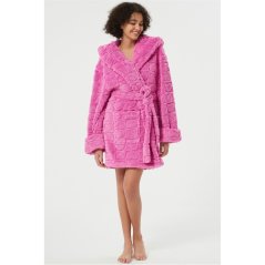 Linea Plain Fleece Dressing Gown Pink