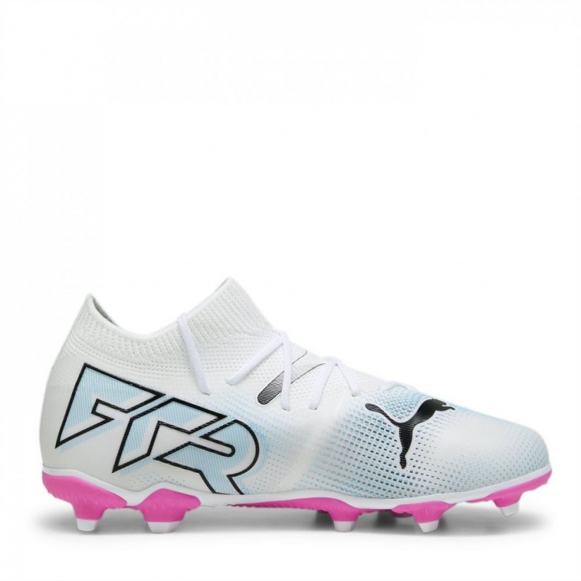 Puma Future 7 Match Rush Junior Firm Ground Football Boots White/Blk/Pink