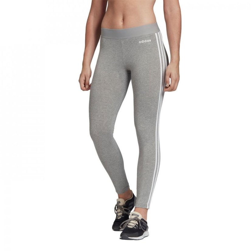 adidas Essentials 3 Stripe Leggings Womens Med Grey