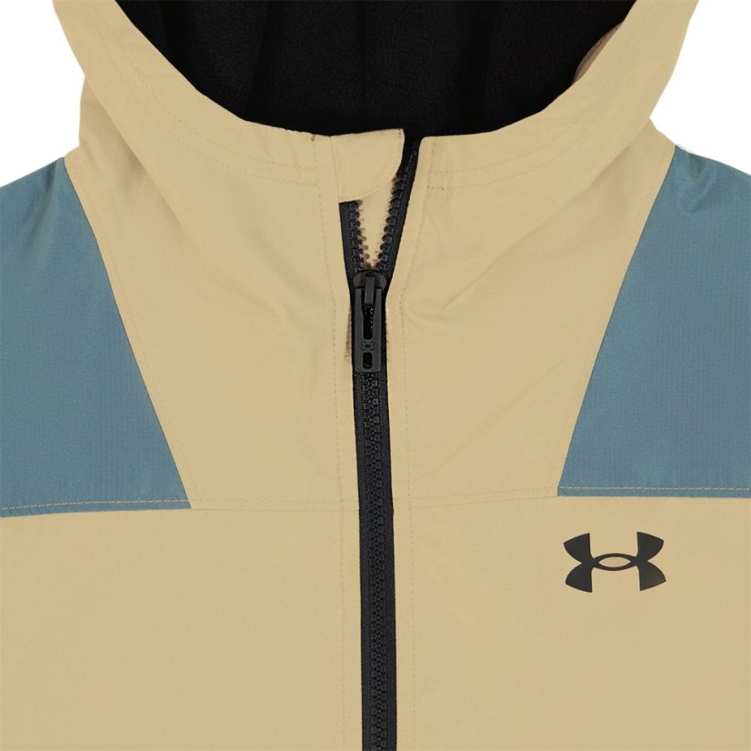 Under Armour Kids' Windbreaker Water-Repellent Windproof Hooded Long Sleeve Rain Anorak Jasper Blue