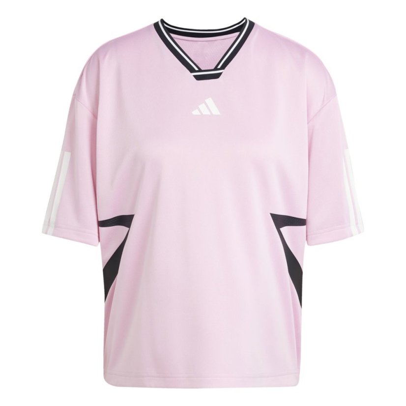 adidas Tiro Cut 3-Stripes Colorblock Boyfriend T-Shirt True Pink