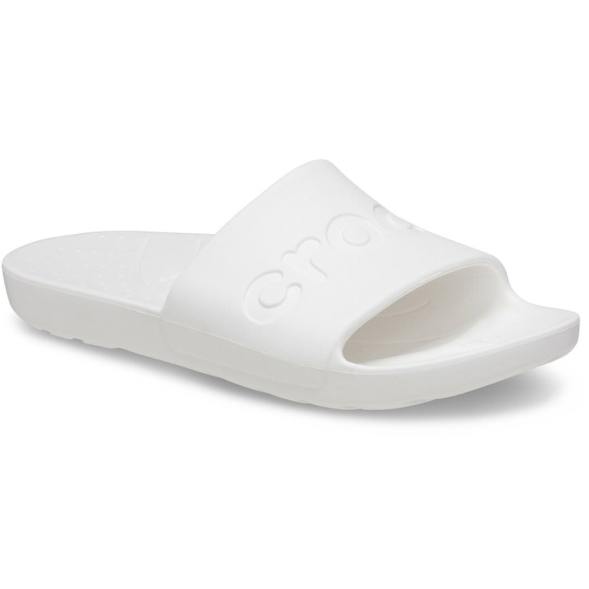 Crocs Unisex Adults Logo Sliders White