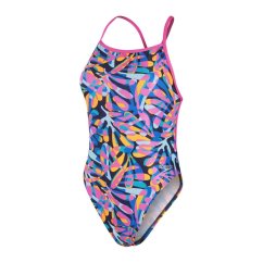 Speedo Club Training Placement Digital  V-Back Swimsuit Blue/Mango