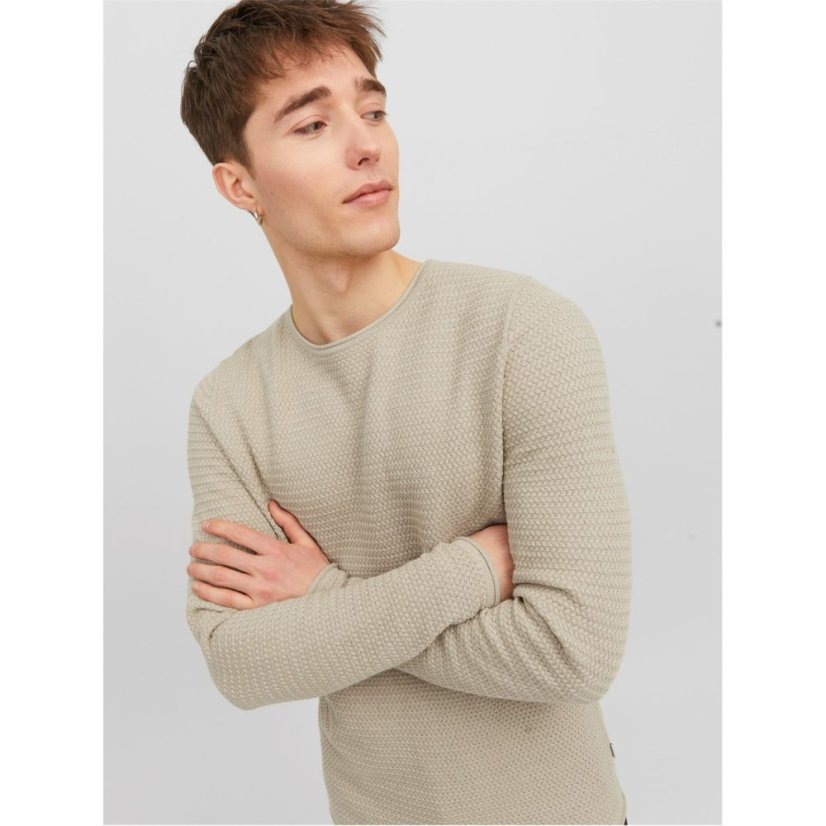 Jack and Jones Textured Crew Jumper Mens Island Fossil