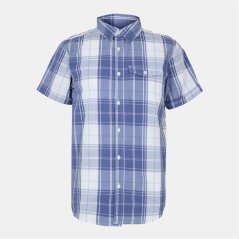 Bench Men's Short-Sleeve Patterned Shirt White/Blue Chk