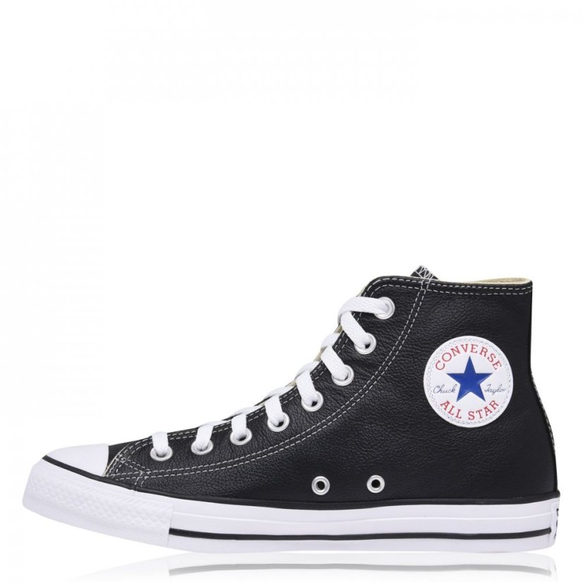 Converse All Star Leather Hi Top Trainers Black 001