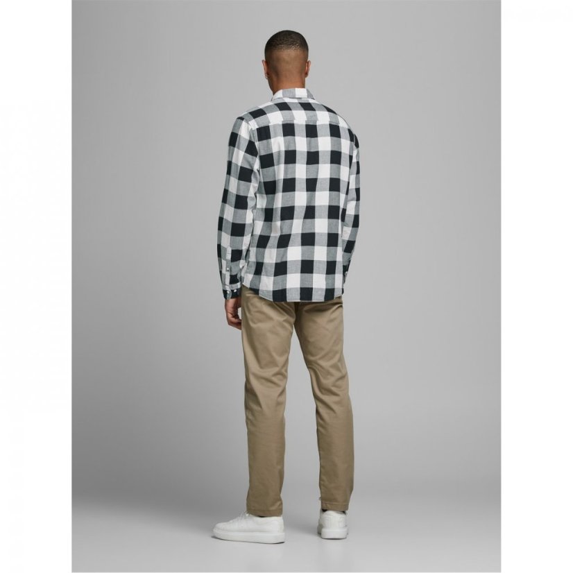 Jack and Jones Gingham Long Sleeve Shirt Mens Whisper White