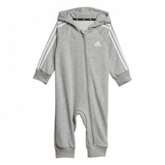adidas 3 Stripe Fleece Romper Unisex Babies Grey/White