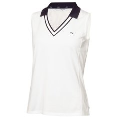 Calvin Klein Golf Women's Short-Sleeve Performance Polo Shirt White Navy