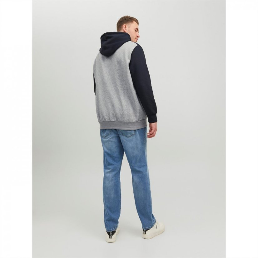 Jack and Jones Block Logo Hoodie NAVY/WHITE/GREY