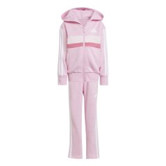 adidas Seasonal Essentials Tiberio 3-Stripes Fleece Track Suit Kids Pink/White