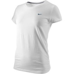 Nike Short Sleeve Crew Neck Solid T Shirt Ladies White/Black