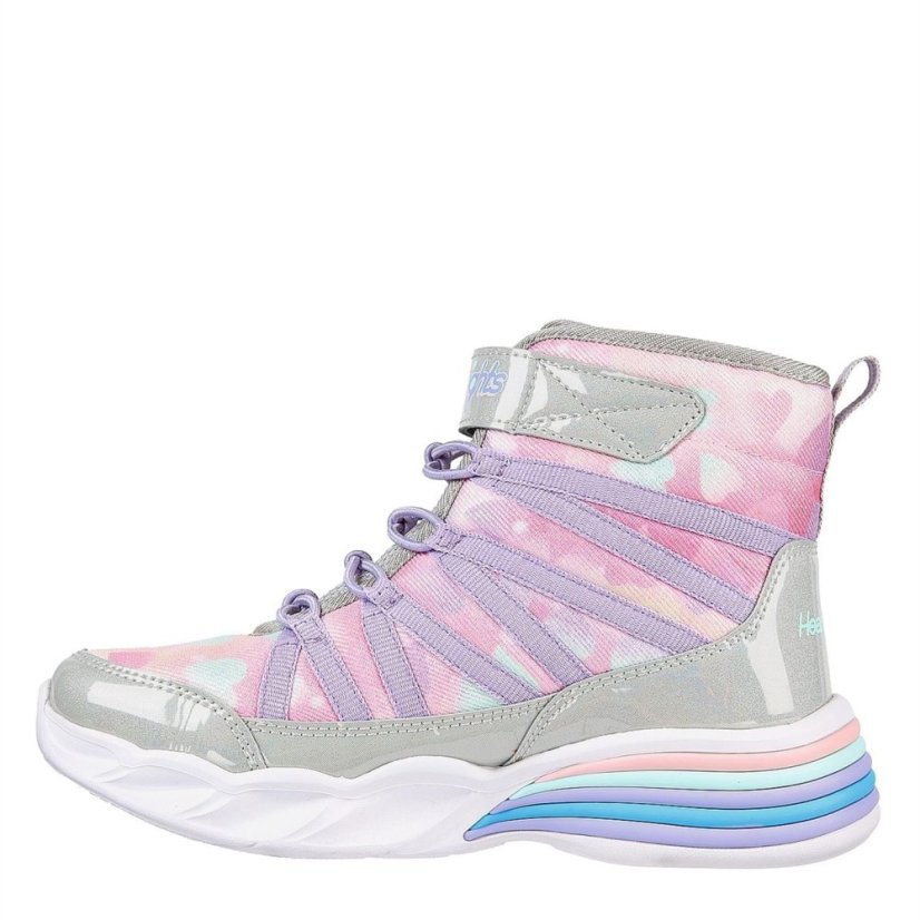 Skechers Lighted Bow Bungee & Strap Boot W H Hiking Boots Girls Silver/Multi