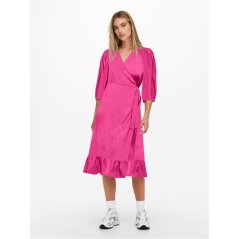 Only Olivia Wrapped Dress Womens Fuchsia Purple