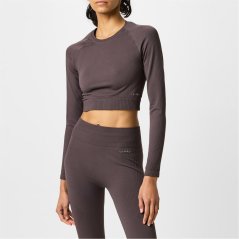 USA Pro Long Sleeve Seamless Crop Top Espresso