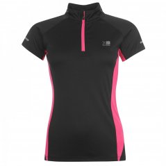 Karrimor Quarter Zip Short Sleeve T-Shirt Black/Pink