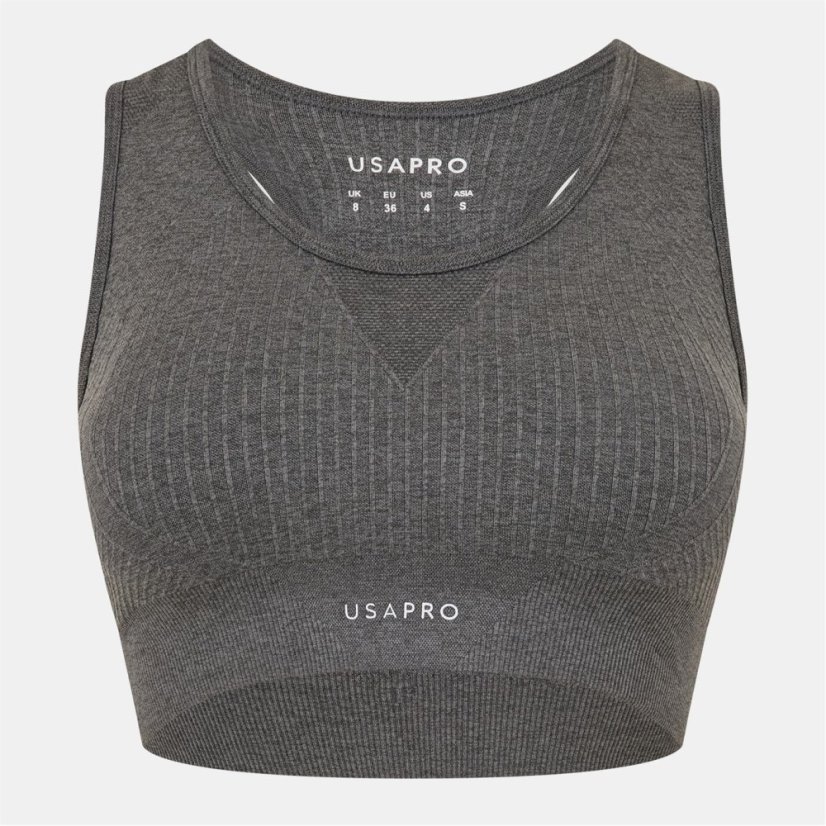 USA Pro UP Seamless Crop Sports Bra Charcoal