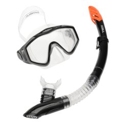 Gul Adult Snorkelling Set - Tempered Glass Diving Mask & Splash-Proof Snorkel Black