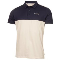 Calvin Klein Golf Men's Jc Block Short Sleeve Performance Polo Shirt Oatm-Nvy