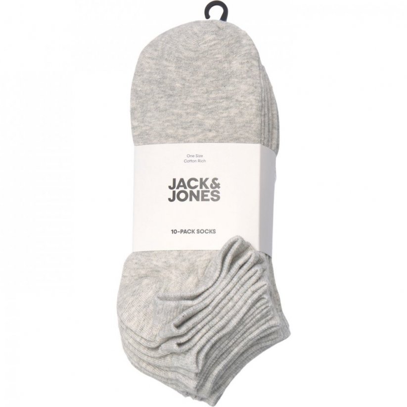 Jack and Jones 10 Pack Ankle Socks Light Grey