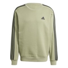 adidas Mens Crew 3-Stripes Pullover Sweatshirt Tent Green