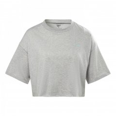 Reebok Myt T-Shirt Womens Crop Top Md Grey Heather