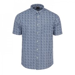 Fabric Short Sleeve Poplin Shirt Blue Floral