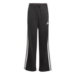 adidas Kids' Wide Leg Open Hem Fleece Joggers Black/White