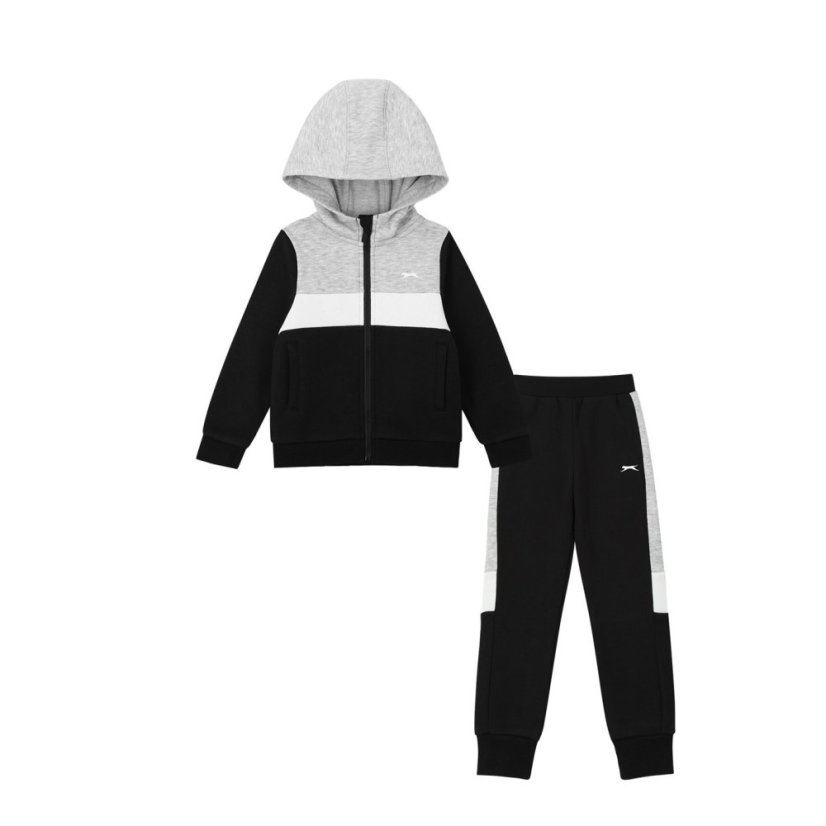 Slazenger Fleece Full Zip Track Suit Infant Boys Black