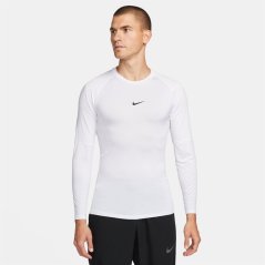 Nike Pro Men's Dri-FIT Tight Long-Sleeve Fitness Top WHITE/BLACK