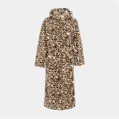 Linea Fleece Robe Leopard Pattern Women Multi