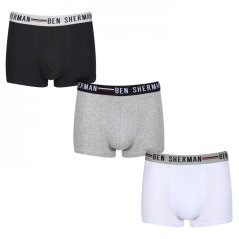 Ben Sherman 3 Pack Roman Boxer Shorts Mens Blk/Wht/Gry