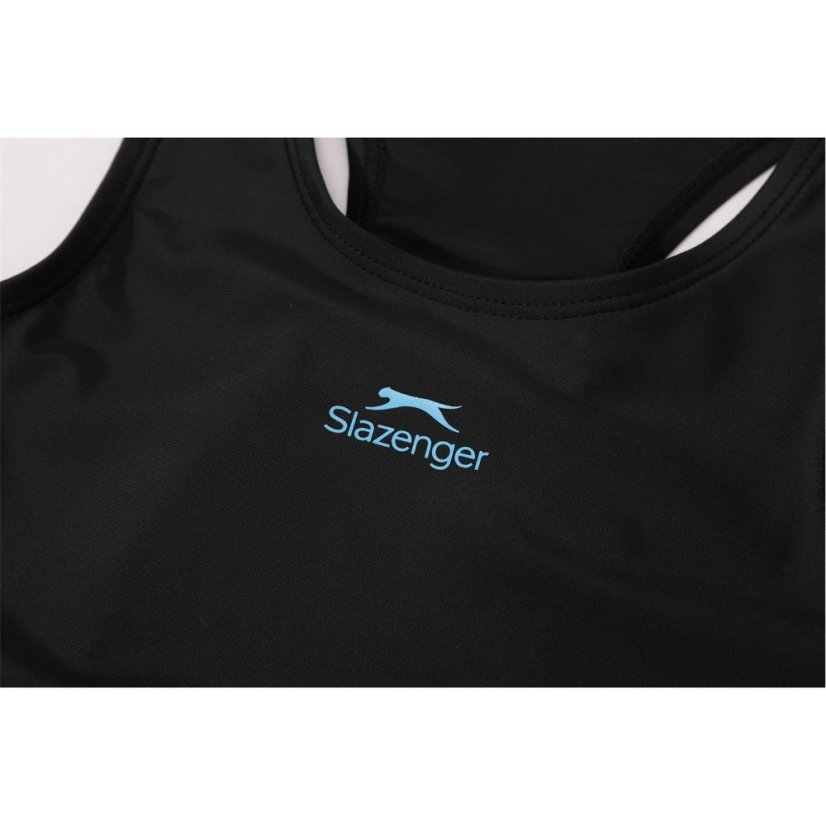 Slazenger Splice Racerback Swimsuit Junior Black/Cyan Blue