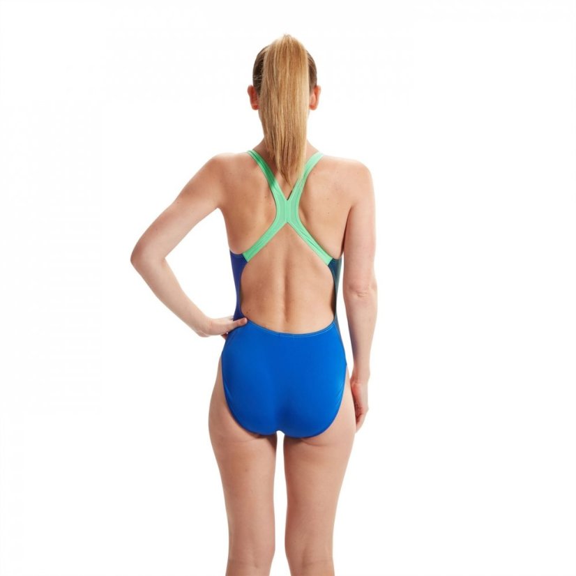 Speedo Womens Placement Digital Powerback Cobalt/H Green