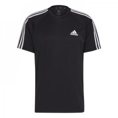 adidas Classic 3 Stripe Sereno T Shirt Mens Black/White