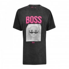 Character Barbie Boss Acid Wash T-Shirt Charcoal Charcoal