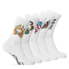 Ed Hardy Men's 5 Pack Crew Socks White