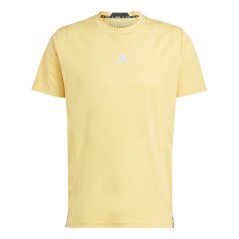 adidas Men's All Over Print Short Sleeve Performance Gym Top Yellow